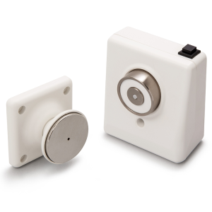 Wall Mounted Door Retainer Metal 24v 200N c/w Keeper Plate
